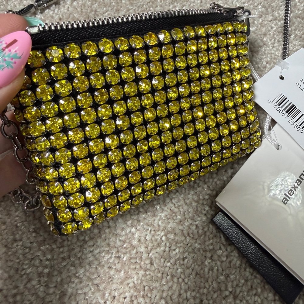 Alexander Wang Nano Rhinestone Crystal Embellished Shoulder Bag NWT in Yellow - Picture 11 of 17